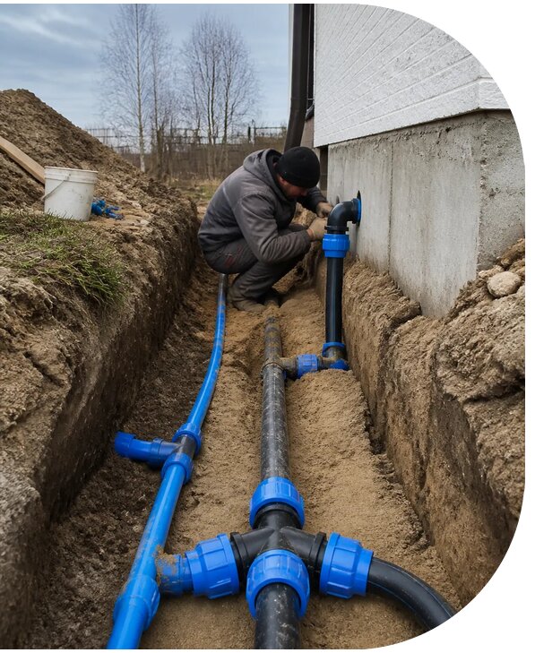 Монтаж наружного водопровода на участке под ключ в Воронеже